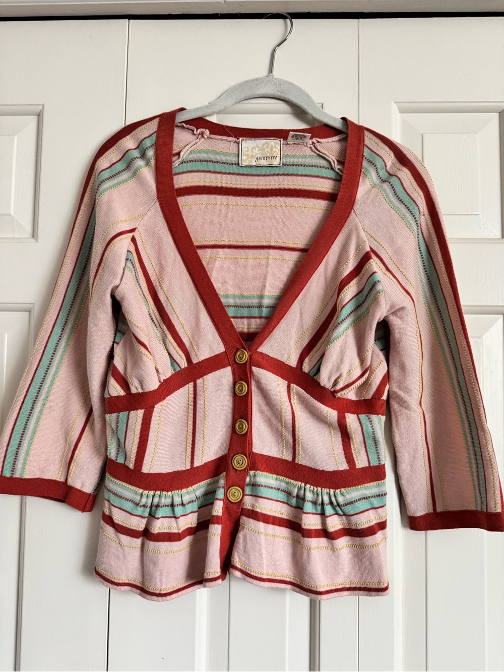 Anthropologie Guinevere Pink Striped Cardigan